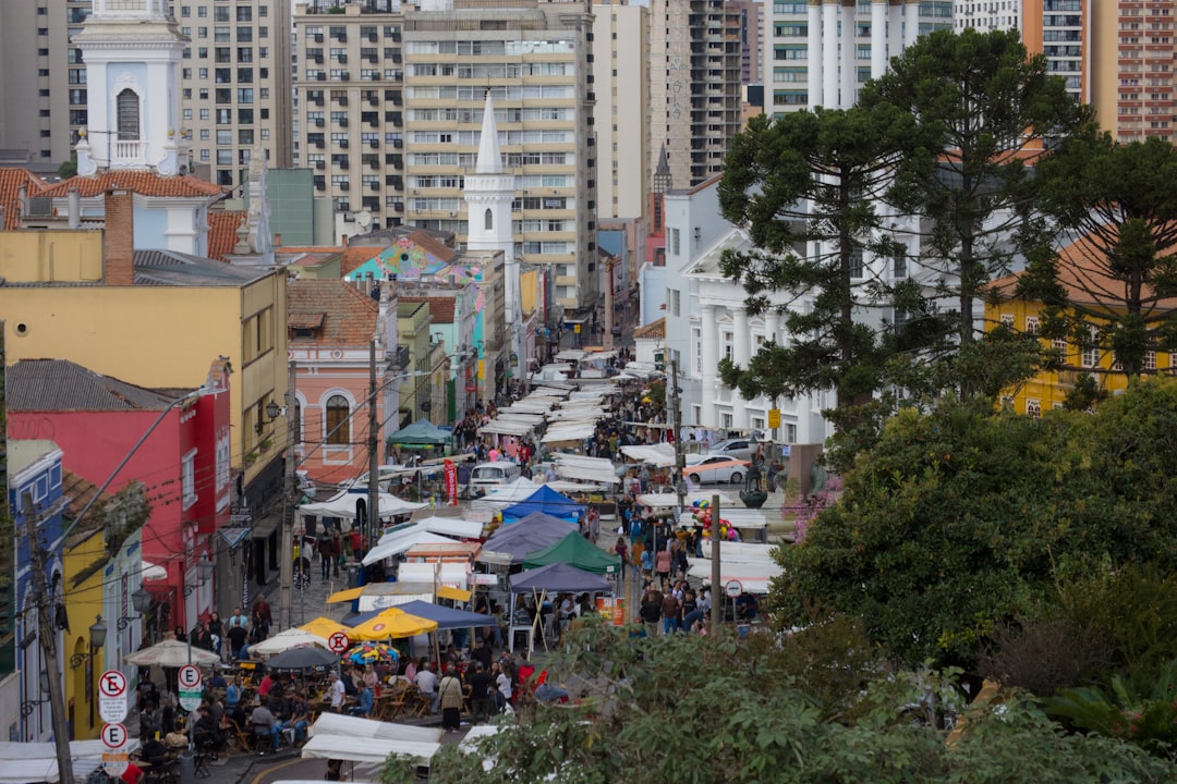 a city street with many tents
