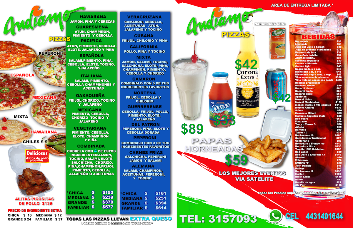 Cliente ordenando pizza en mostrador de Andiamo Pizzas Camelinas