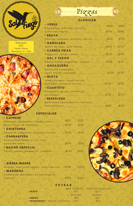 Bar y pizzería EL SAGRARIO con su letrero de neón y una tabla de quesos junto a una pizza de cuatro quesos — interior nocturno
